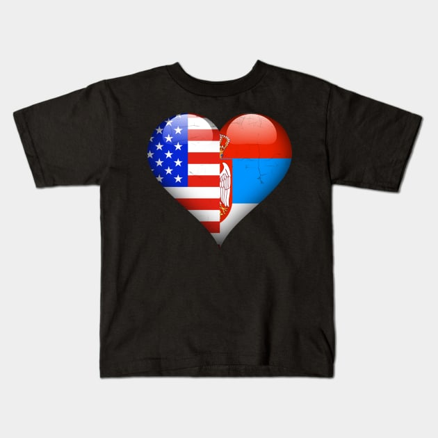 Half American Half Serbian - Gift for Serbian From Serbia Kids T-Shirt by Country Flags